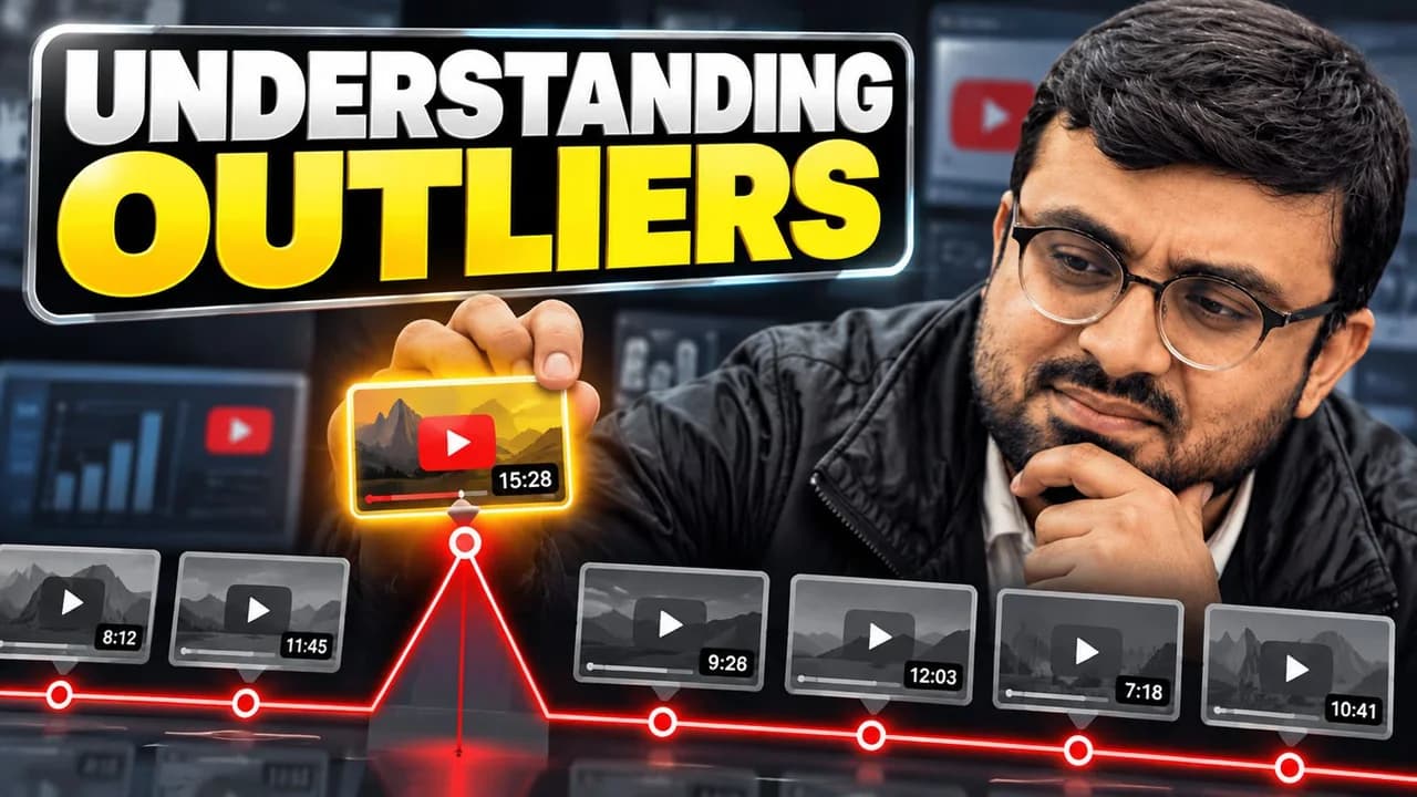 Creator studying a video performance chart with highlighted outliers