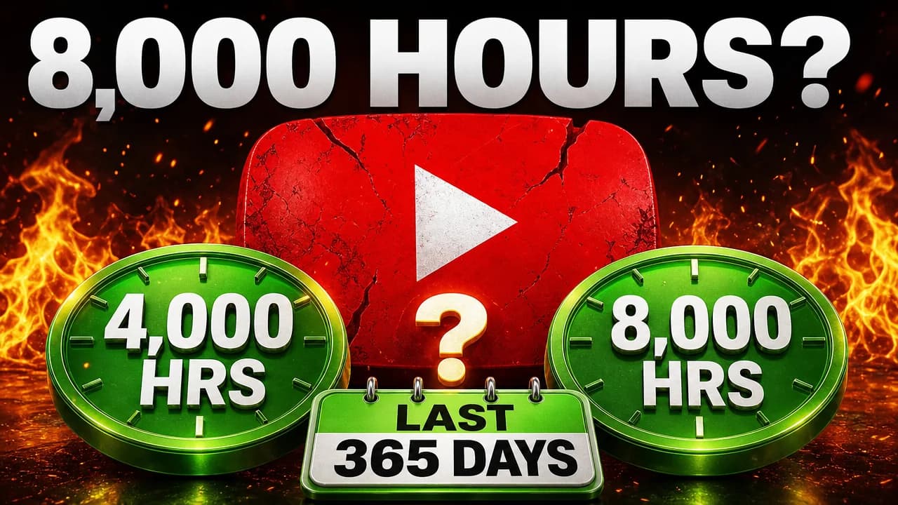 YouTube logo between watch hour counters and Last 365 Days lettering